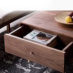 Кофейный стол из дерева с ящиком и нишей для хранения Coffee Walnut Table варинант исполнения - 7 | Loft Concept в Костроме