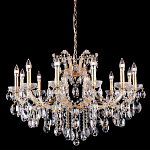 Люстра подвесная с 12-ю лампочками и прозрачными хрустальными подвесками на основании золотого цвета Crystal lamps варинант исполнения - 1 | Loft Concept в Костроме