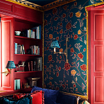 Обои с вышивкой ручной работы Flora Rio colourway on Liso Pine wool sateen варинант исполнения - 1 | Loft Concept в Костроме