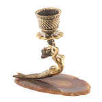 Подсвечник из натурального камня агат светло-коричневый Stone Candlestick варинант исполнения - 3 | Loft Concept в Костроме