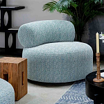 Дизайнерское круглое мягкое кресло в голубой пестрой обивке Roux Round Armchair варинант исполнения - 5 | Loft Concept в Костроме