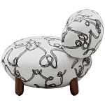 Кресло без подлокотников на деревянных ножках белое с вышивкой Sharp Armchair варинант исполнения - 2 | Loft Concept в Костроме