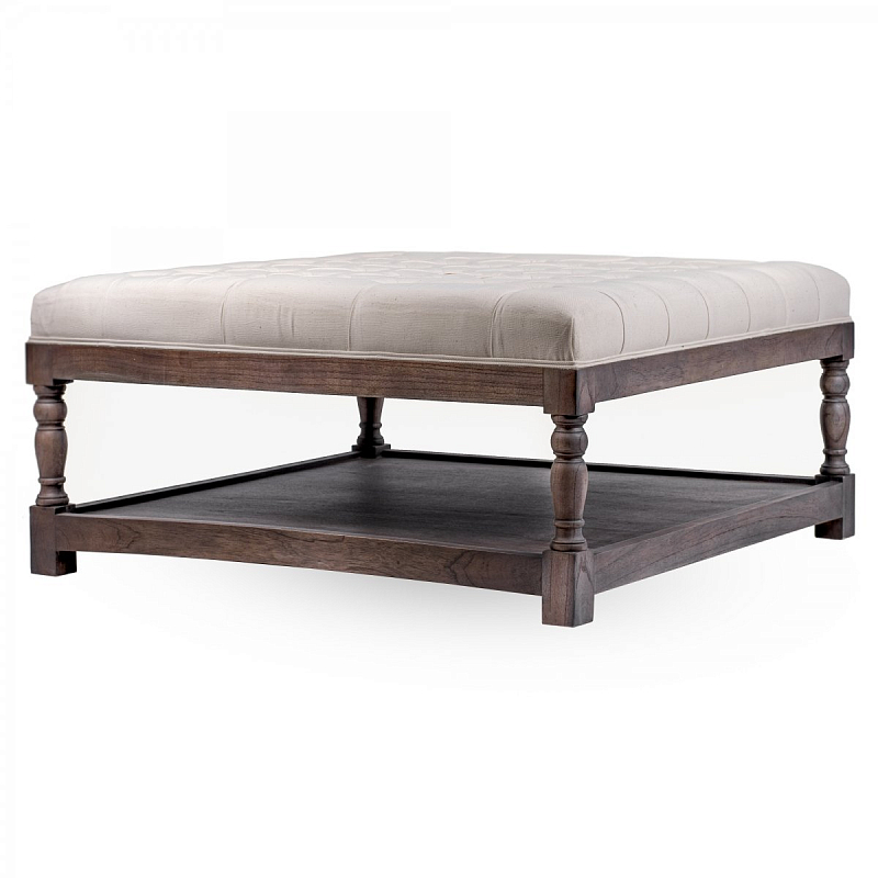 Оттоманка Coffee Table Ottoman linen and oak wood ivory ( слоновая кость ) Дерево Темно-Серый в Костроме | Loft Concept 