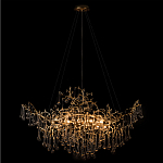 Подвесная люстра в виде ветвей деревьев золотого цвета с прозрачными подвесками-каплями 10 и 14 ламп Droplet Chandelier варинант исполнения - 2 | Loft Concept в Костроме