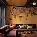 Обои с вышивкой ручной работы Étienne Original colourway on wool sateen варинант исполнения - 2 | Loft Concept в Костроме