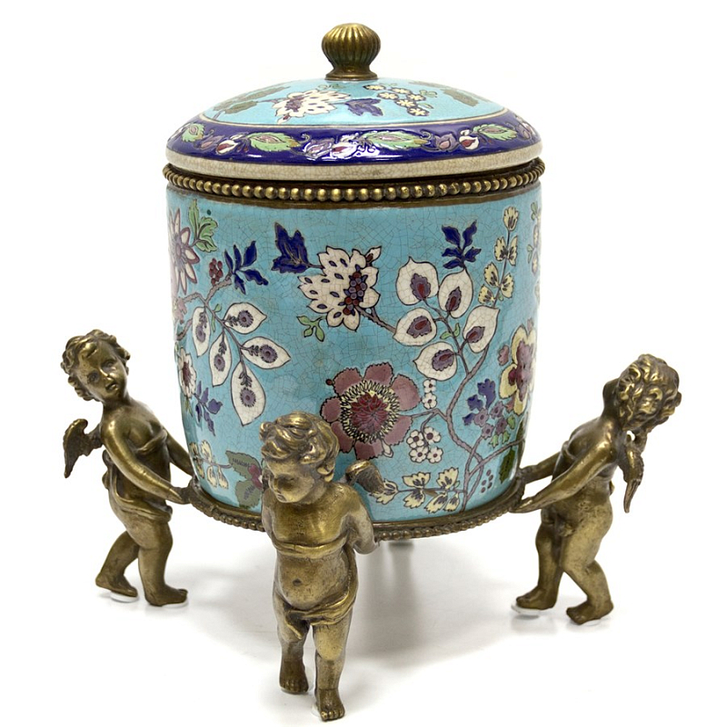 Шкатулка Casket Wonderful Flowers and Putti Голубой Бронза Шкатулка Casket Wonderful Flowers and Putti Голубой Бронза в Костроме | Loft Concept