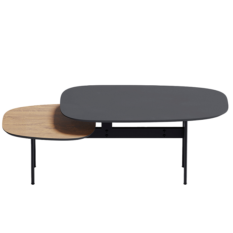 Step журнальный столик из натурального дуба и металла Черный Светлый дуб в Костроме | Loft Concept 