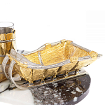 Икорница со стопками с декором "Рыбак с санями" с гравировкой на подставке из натуральных камней Агат Мрамор Decorative Cavair Dishes варинант исполнения - 6 | Loft Concept в Костроме