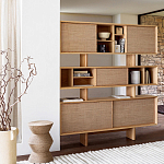 Приставной стол с отделкой из джута Juti D30 см варинант исполнения - 7 | Loft Concept в Костроме