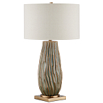 Настольная лампа с фактурным корпусом и тканевым абажуром Smooth Peaks варинант исполнения - 3 | Loft Concept в Костроме