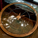 Часы настенные деревянные с римскими цифрами бронзового цвета Clock with History варинант исполнения - 3 | Loft Concept в Костроме