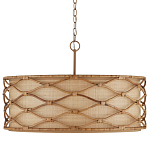 Подвесной светильник  из кованого железа и абажуром из ротанга Wicker Furniture варинант исполнения - 3 | Loft Concept в Костроме