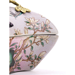 Шкатулка фиолетового цвета с рисунком бабочек и крышкой с фигуркой птицы на ветке Eden Garden варинант исполнения - 5 | Loft Concept в Костроме