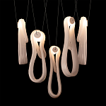 Подвесной светильник белого цвета с 6-ю изогнутыми плафонами Flow Loop варинант исполнения - 7 | Loft Concept в Костроме