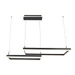 Подвесной светильник светодиодный с 2-мя черными прямоугольными плафонами из алюминия и акрила с пультом для регулировки света Smeragde Light Black варинант исполнения - 1 | Loft Concept в Костроме