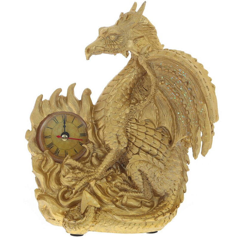 Часы в виде дракона Golden Dragon Clock Золотой Часы в виде дракона Golden Dragon Clock Золотой в Костроме | Loft Concept