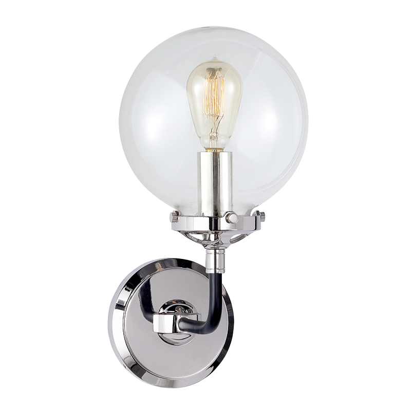 Бра Бистро Globe Clear Glass Single Sconce Nickel  в Костроме | Loft Concept 