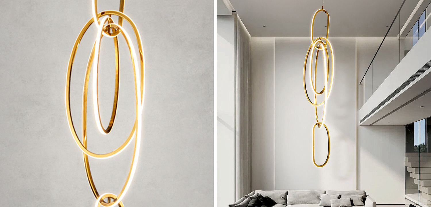 Люстра Vertical Gold Oval Rings Chandelier Люстра Vertical Gold Oval Rings Chandelier - Loft-Concept в Костроме