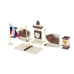 Настольный письменный набор из мрамора и лемезита с гербом и флагом России Marble Accessory варинант исполнения - 2 | Loft Concept в Костроме