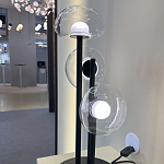 Настольная лампа с тремя прозрачными куполообразными плафонами и черным металлическим основанием Flos Wireline Lighting варинант исполнения - 4 | Loft Concept в Костроме