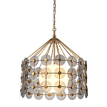 Люстра подвесная с круглыми дисками из серого фактурного стекла с белым матовым шаром внутри Quintiesse варинант исполнения - 1 | Loft Concept в Костроме