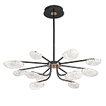 Люстра черного цвета с 12-ю прозрачными плафонами овальной формы Iona chandelier варинант исполнения - 2 | Loft Concept в Костроме