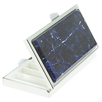 Таблетница карманная прямоугольная на 7 отделений с зеркалом и накладкой из натурального камня Содалит Silver Stone Pillboxes варинант исполнения - 1 | Loft Concept в Костроме