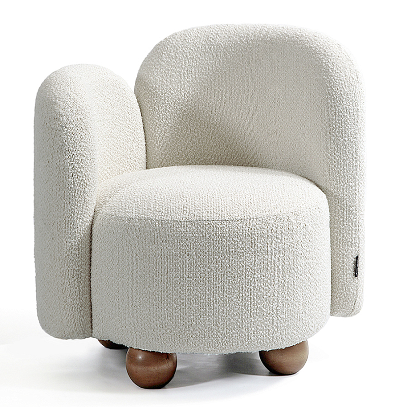 Кресло White Wooden Balls Белый Коричневый в Костроме | Loft Concept 