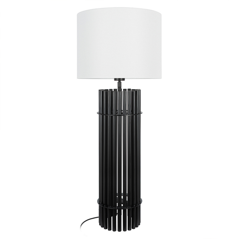 Настольная лампа с металлиеским черным трубчатым основанием Fulgurite Черный Белый в Костроме | Loft Concept 