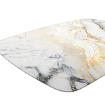 Обеденный стол с прямоугольной столешницей из стекла на черных металлических ножках White Marble варинант исполнения - 4 | Loft Concept в Костроме