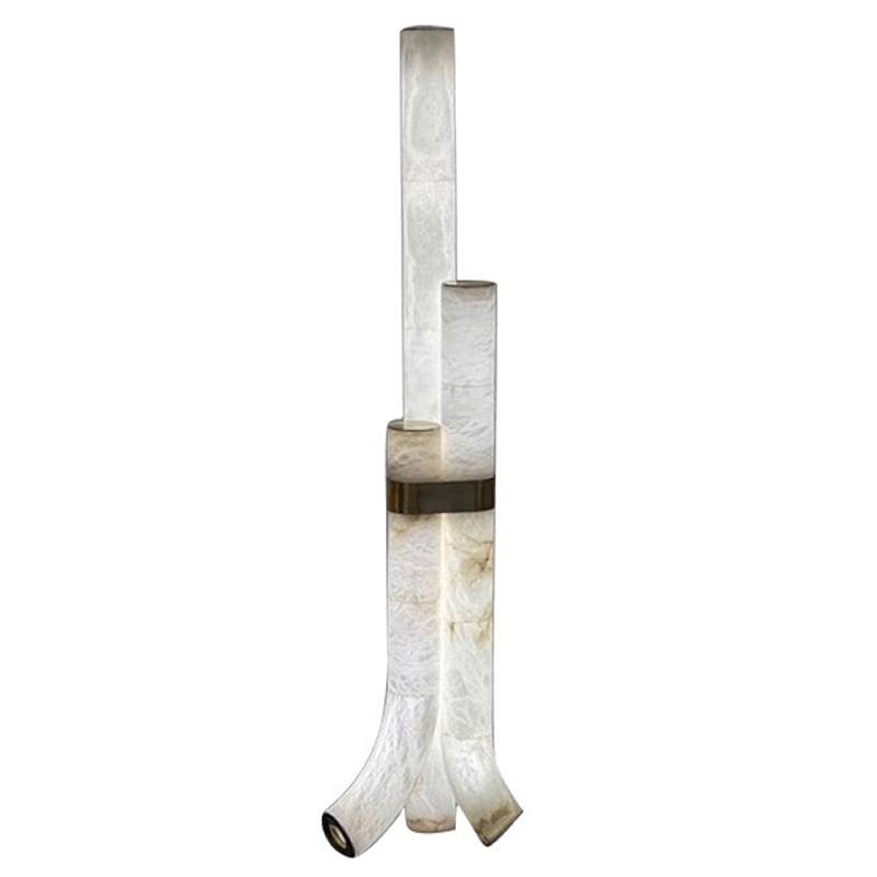 Торшер геометрический с тремя мраморными плафонами Marble Tripod Белый в Костроме | Loft Concept 