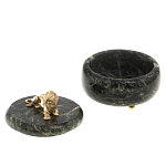 Шкатулка из натурального камня змеевик с фигуркой льва Stone Casket варинант исполнения - 3 | Loft Concept в Костроме