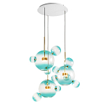Люстра подвесная с прозрачными бирюзовыми стеклянными шарами и круглым основанием 3 лампы Giopato & Coombes варинант исполнения - 3 | Loft Concept в Костроме