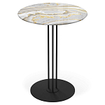 Стол журнальный с круглой столешницей из стекла Gray and Gold Marble варинант исполнения - 1 | Loft Concept в Костроме