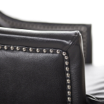 Кресло из натуральной кожи на 4-х деревянных ножках из массива бука Daniel Leather Armchair black варинант исполнения - 4 | Loft Concept в Костроме