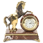 Часы настольные бронзовые с декором в виде коня Horse Stone Clock варинант исполнения - 1 | Loft Concept в Костроме