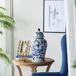 Ваза с крышкой и синим цветочным узором Blue & White Ornament  варинант исполнения - 5 | Loft Concept в Костроме