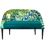 Диван двухместный из натурального бука зеленый с цветочным принтом Impressionism in Art варинант исполнения - 1 | Loft Concept в Костроме