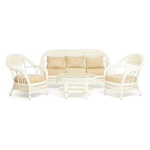 Комплект уличной мебели из ротанга Clara белый