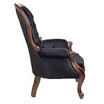 Кресло с мягкой обивкой из черного велюра на 4-х деревянных ножках Evelyn Classical Armchair варинант исполнения - 2 | Loft Concept в Костроме