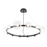 Люстра подвесная круглая с 12-ю прозрачными куполообразными плафонами и черным металлическим основанием Flos Wireline Lighting варинант исполнения - 3 | Loft Concept в Костроме