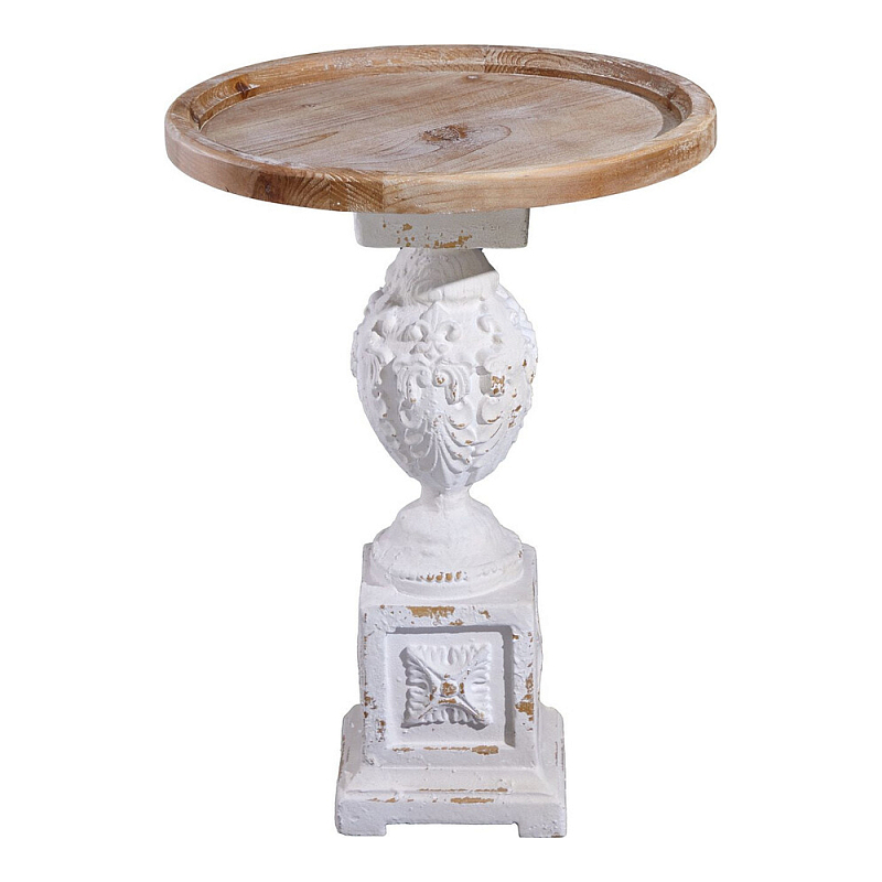 Приставной столик с резным античным узором Antique Engraving Белый Кремовый в Костроме | Loft Concept 