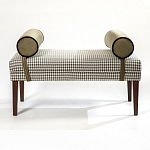 Банкетка Banquette PIED DE POULE с принтом гусиная лапка и бежевыми подлокотниками  варинант исполнения - 3 | Loft Concept в Костроме