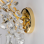 Бра золотого цвета с декоративными ветвями и прозрачными подвесками в форме листьев Droplet Chandelier варинант исполнения - 5 | Loft Concept в Костроме