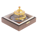 Икорница с декором "Осетр" с гравировкой на подставке из натурального камня Агат Decorative Cavair Dishes варинант исполнения - 4 | Loft Concept в Костроме