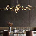 Люстра в виде золотой ветки с цветами и птичками Marvelous Garden варинант исполнения - 4 | Loft Concept в Костроме