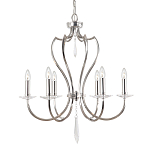 Люстра цвета никель с 6-ю лампами и стеклянными подвесками Elstead Lighting варинант исполнения - 1 | Loft Concept в Костроме