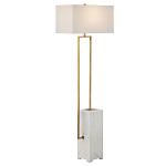 Торшер с прямоугольным абажуром на белом мраморном основании Asymmetry on Marble варинант исполнения - 4 | Loft Concept в Костроме