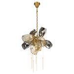 Люстра подвесная со стеклянными плафонами из дымчатого и золотистого с шестью вертикальными подвесками Gilded Mirage  варинант исполнения - 5 | Loft Concept в Костроме