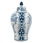 Ваза с крышкой и голубым цветочным рисунком на белом фоне Blue & White Ornament варинант исполнения - 2 | Loft Concept в Костроме